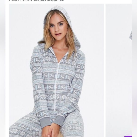 Forever 21 Fair Isle Hooded Pajama Jumpsuit - Picture 4 of 10